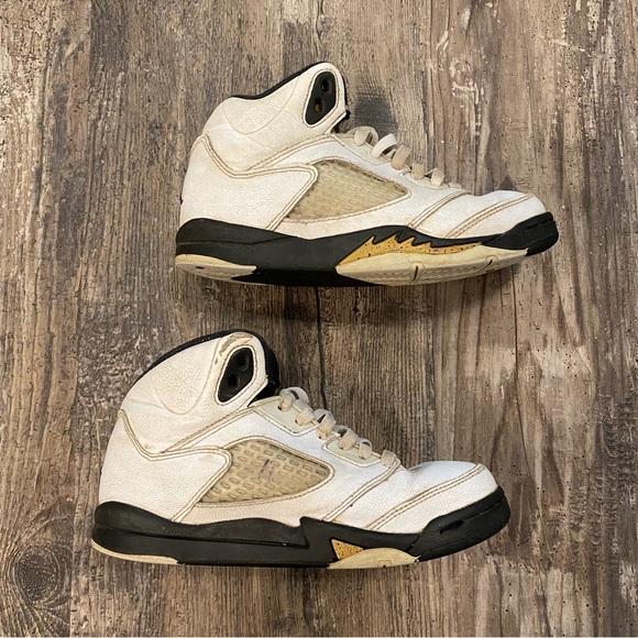 2/20 1Y Nike Air Jordan 5 Retro Olympic Gold & White GS - Picture 4 of 12